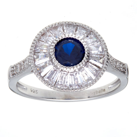 R914 - Clear & sapphire cz ring