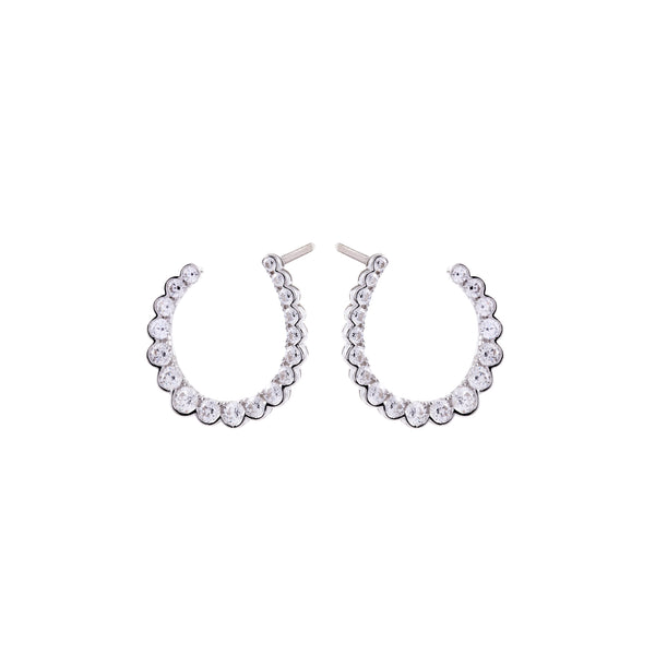 E1664 - Rhodium cz circle earrings