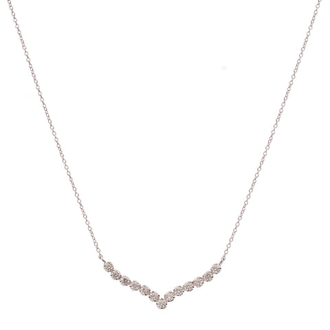 Rhodium and cubic zirconia row necklace - N77-RH