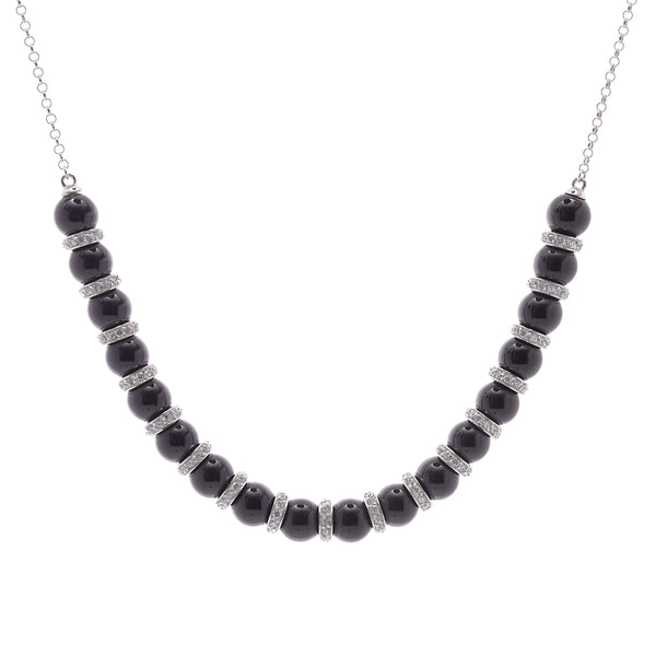 N76-B - 10mm black onyx & cz toggle necklace