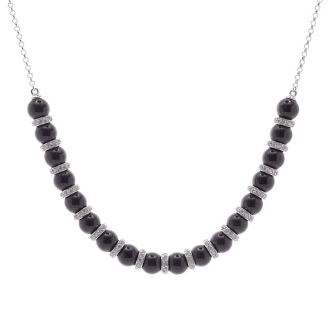 N76-B - 10mm black onyx & cz toggle necklace