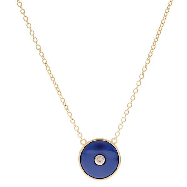 N2872-LGP - Lappis yellow gold round cz pendant on fine chain