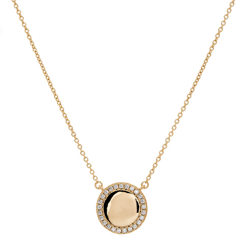 P1127-GP - Gold cz disc necklace