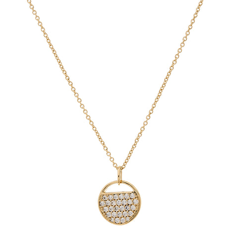 N128-GP - Gold round cz tag necklace
