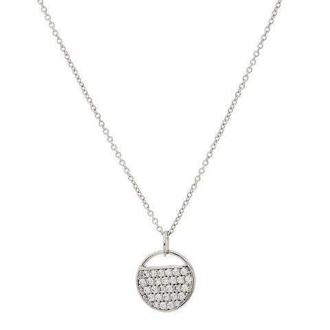N128-RH - Rhodium round cz tag necklace