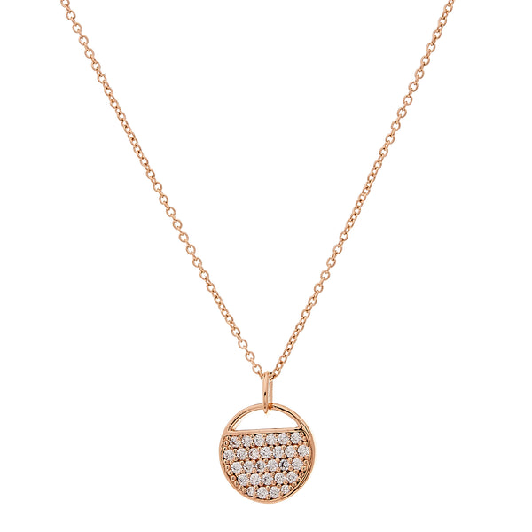 N128-RG - Rose gold round cz tag necklace