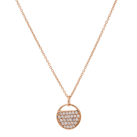 N128-RG - Rose gold round cz tag necklace