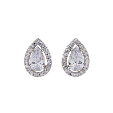 E22220 - Rhodium teardrop cz studs