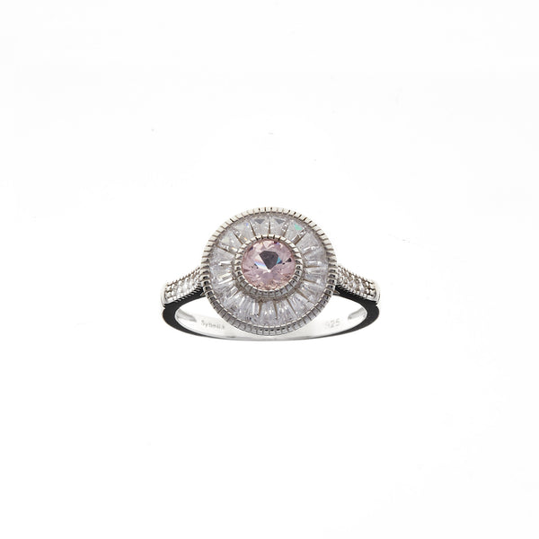 R9141-RH - Rhodium Pink & CZ Ring
