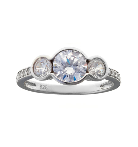 R690 - 3 bezel cz set ring