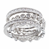 R7073 - Rhodium 4-piece ring stack -