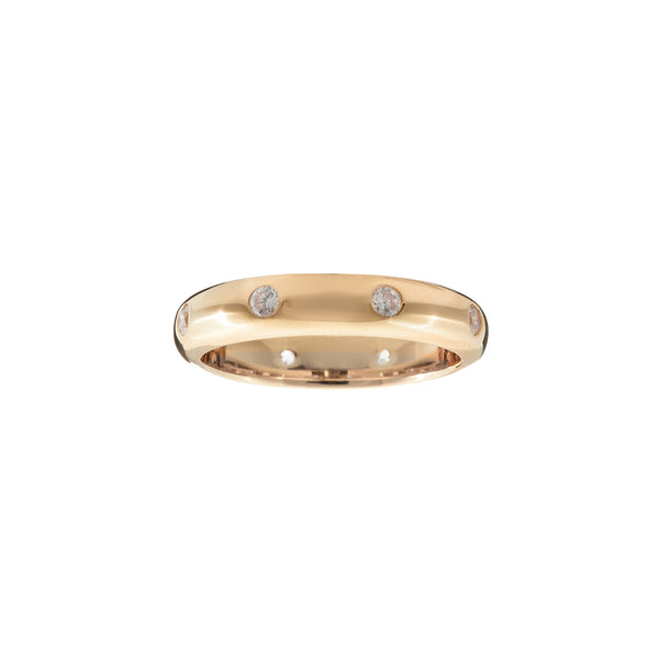 R5062-GP - Yellow gold cz dot rhodium ring