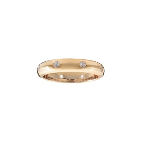 R5062-GP - Yellow gold cz dot rhodium ring