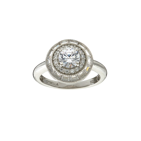 R16294 - Rhodium round cz dress ring