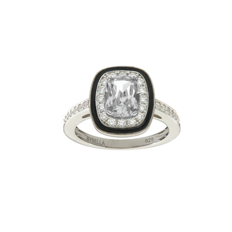 R1711- Black & clear cz dress ring