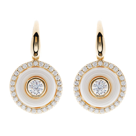 E261-WGP - Gold white ceramic and cz earrings