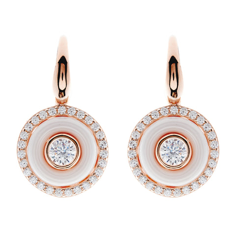E261-WRG - Rose gold white ceramic and cz earrings