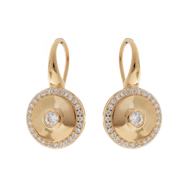 E202-GP - Yellow Gold cz round earrings on french hook