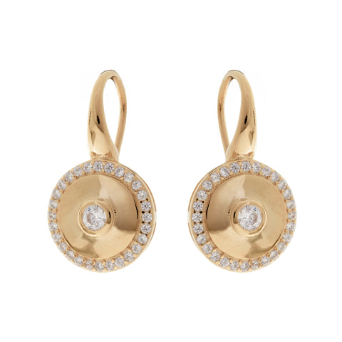 E202-GP - Yellow Gold cz round earrings on french hook