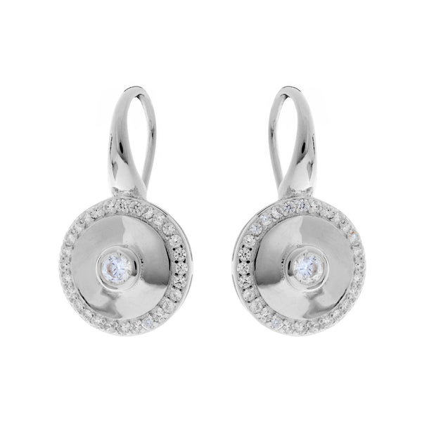 E202-RH - Rhodium cz round earrings on french hook
