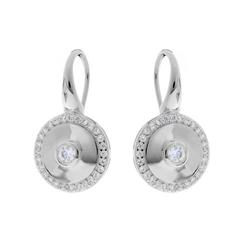 E202-RH - Rhodium cz round earrings on french hook