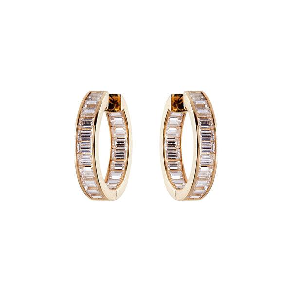 E1838-GP - Yellow gold plate baguette cz hoops