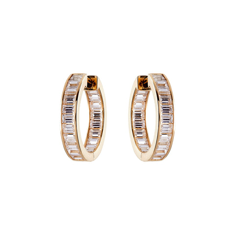 E1838-GP - Yellow gold plate baguette cz hoops