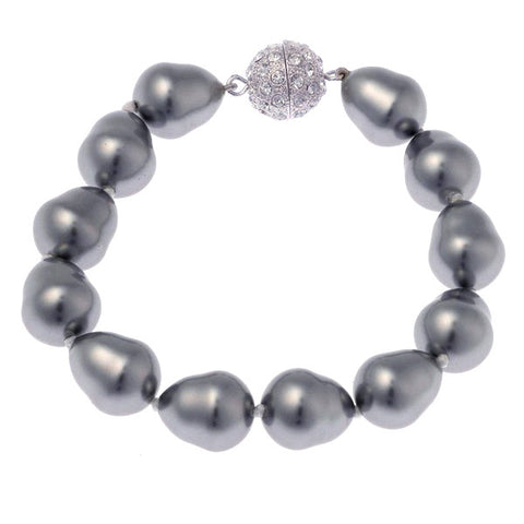 B212-BAR - Baroque pearl bracelet with silver cz ball clasp