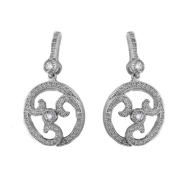 Rhodium mirco pave decorative earring- E20771