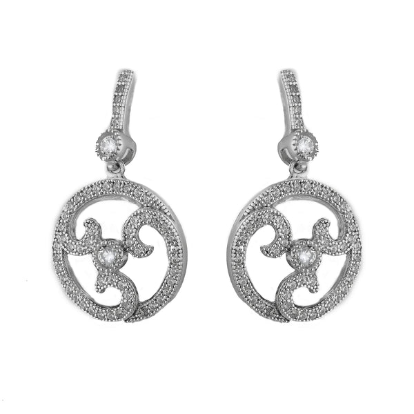 Rhodium mirco pave decorative earring- E20771
