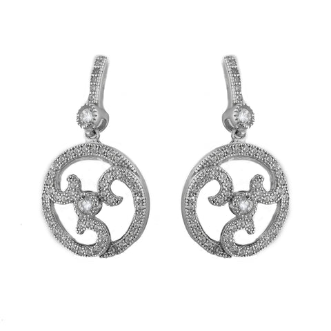 Rhodium mirco pave decorative earring- E20771
