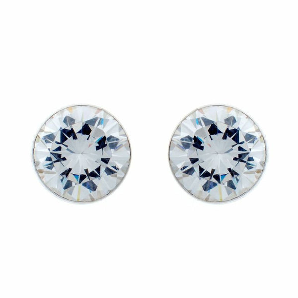 E30 - 925 sterling silver, rhodium plate bezel cubic zirconia stud
