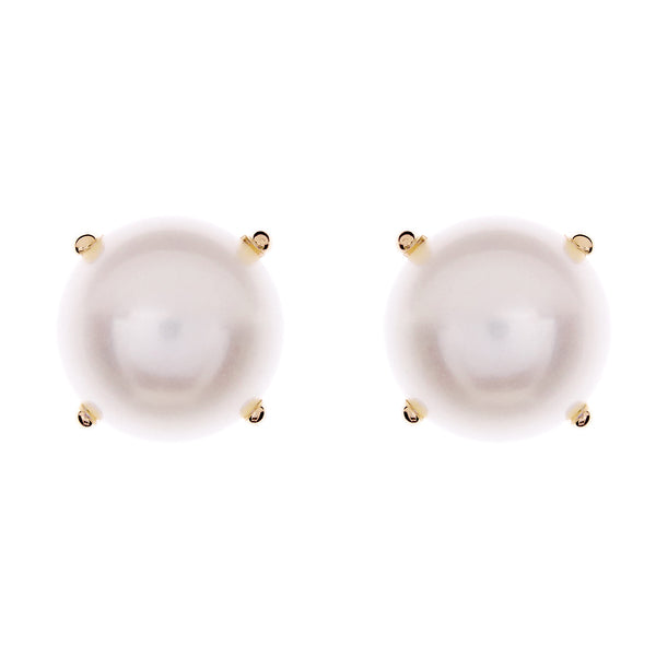 E7789-YG - Yellow gold 12mm freshwater claw set pearl stud
