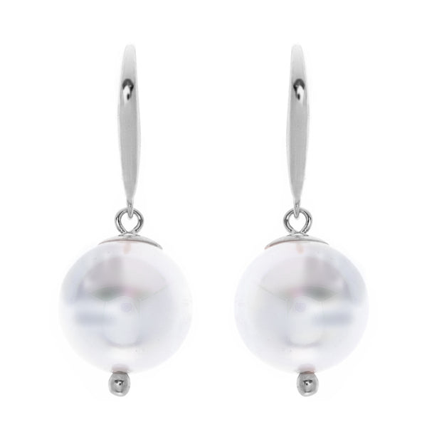 E789-RH- 12mm white pearl on rhodium hook