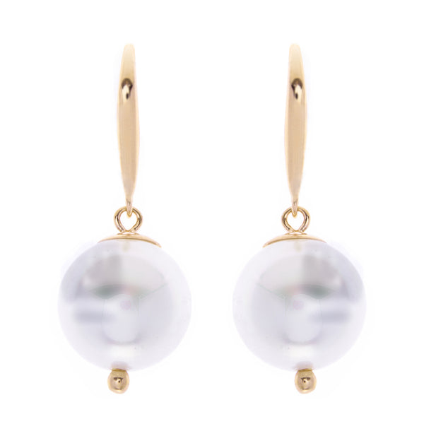 E789-GP- 12mm white pearl on yellow gold hook