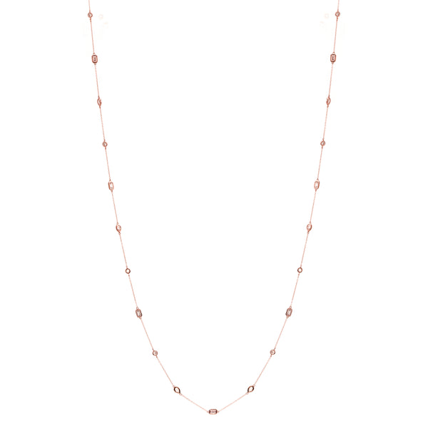 N107-RG - 90cm Multi shape rose gold necklace